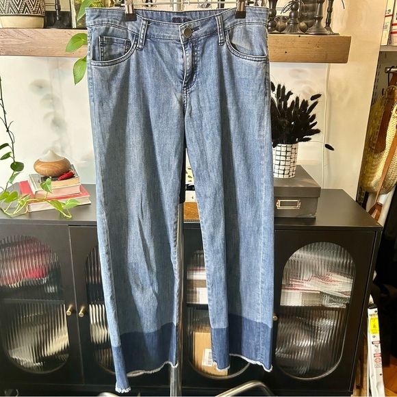 KUT from the Kloth Wide Leg Crop Jeans Fray Hem - Picture 3 of 11